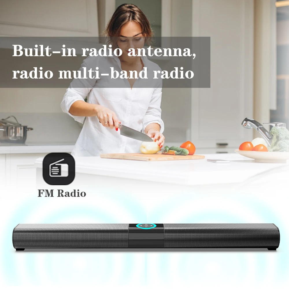 The Wireless Bluetooth soundbar has built in radio antenna, upgrade multi band radio.