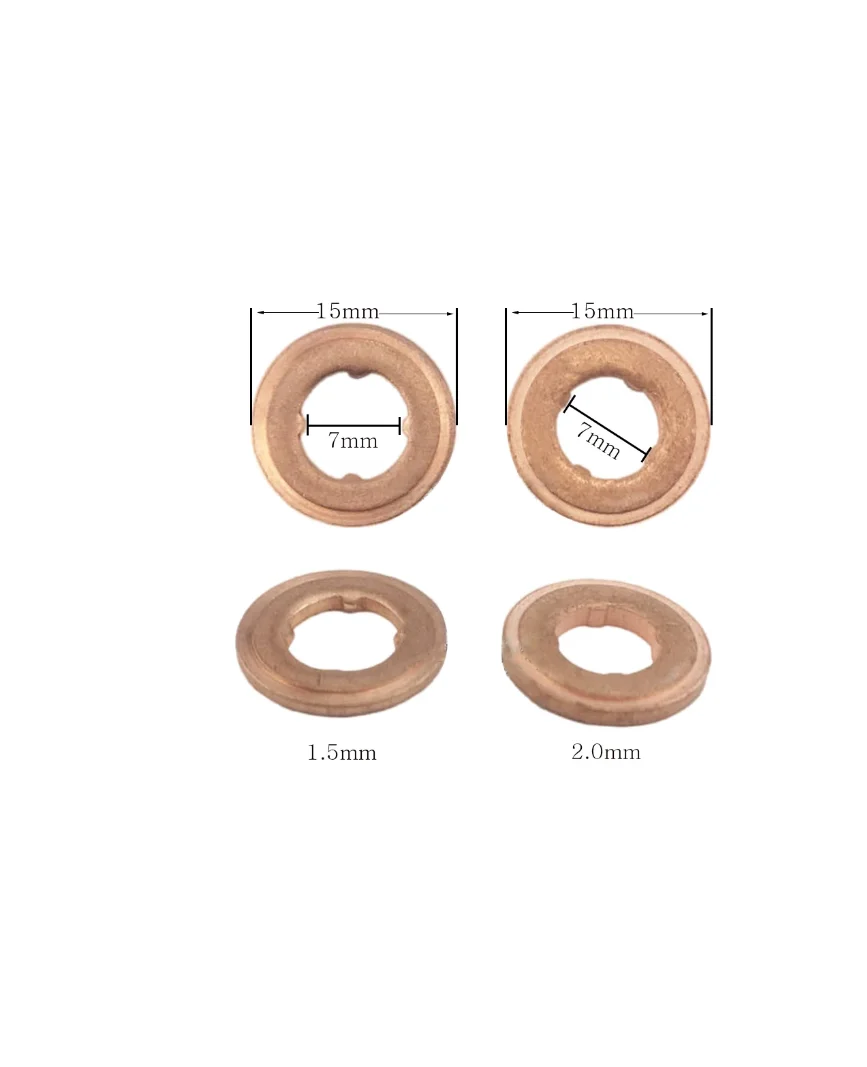 50 pcs DEFUTE 7x15mm common rail injector nozzle copper gasket for diesel engine injector sealing