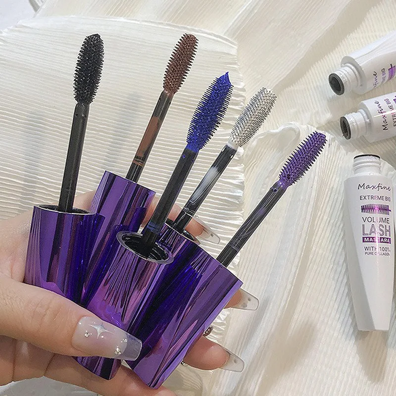 Mascara 5D colorato viola e blu, a lunga durata, impermeabile, ad asciugatura rapida, incurvante, allungante, con testina grande, crema per extension ciglia._voghion.com