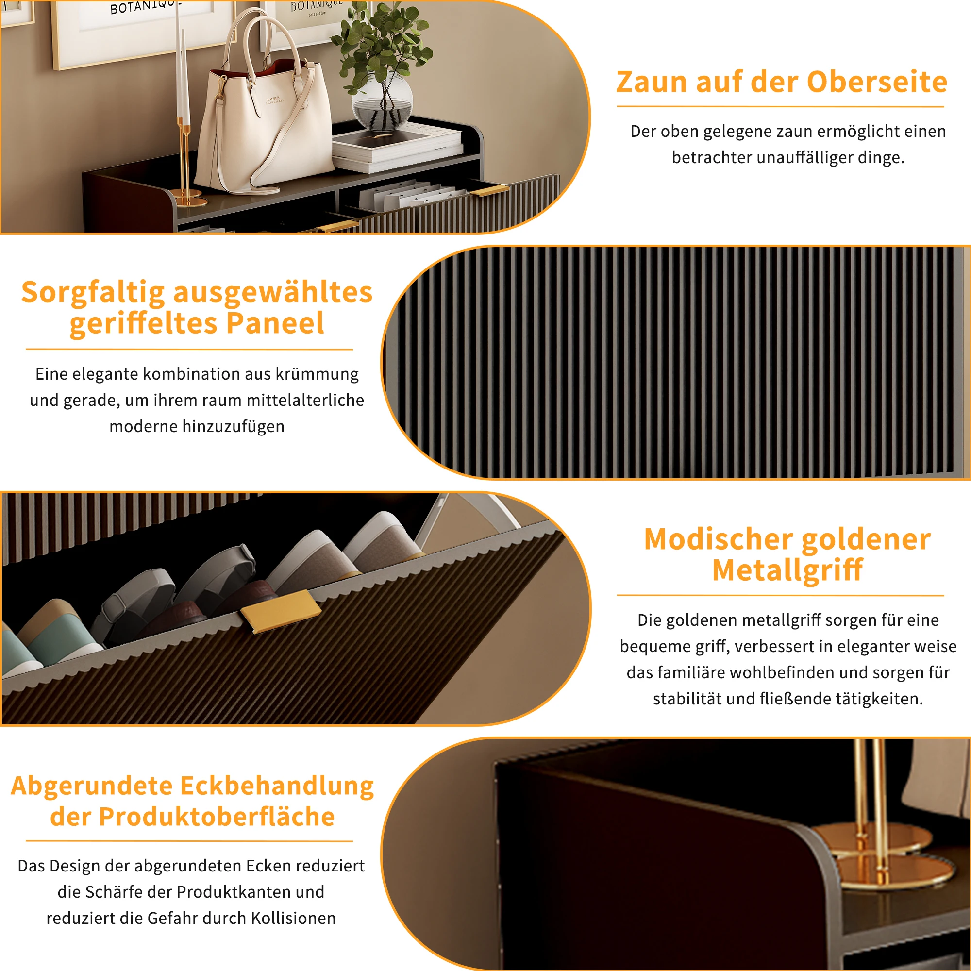 Rosahqnda-Schuhschrank, vielseitiger Stauraum, freistehender Organizer mit 2 Klappschubladen, schmaler Schuhschrank für den Eingangsbereich mit Anti-Spitze – Detail 11