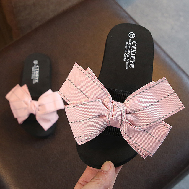 bowknot girl's slippers in the summer of antiskid parent-child little princess frying sweet wears outside beach sandals