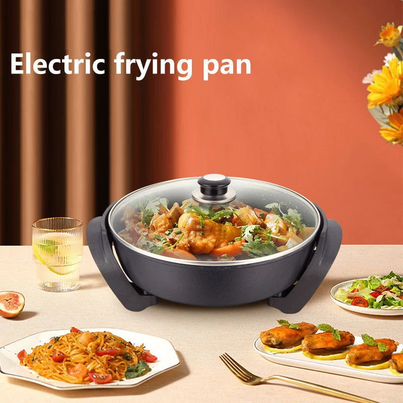 Electric Frying Pan MultiFunction Hot Pot With Steamer Large-Capacity Kitchen Tools and Non-stick Cooking Machine Househould BBQ