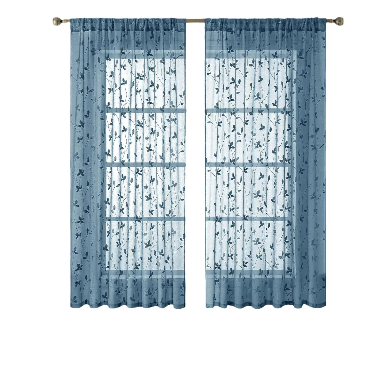 Embroidered Curtains with Transparent and Simple Embroidery for Bedroom and Living Room Decoration Curtains 6