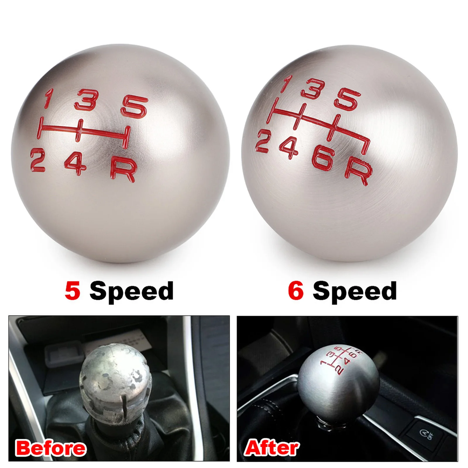 56SpeedAluminumJDMMatteBallShapeShiftGearKnobM1015for