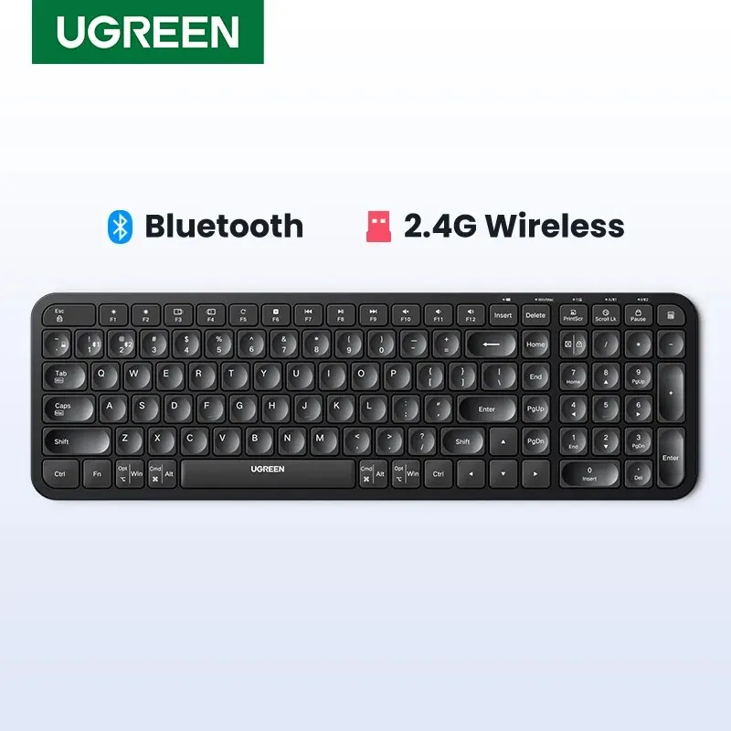 UGREEN 무선 블루투스 및 2.4GHz 영어 키캡 미국 레이아웃, 노트북 맥북 아이패드 PC 태블릿 블루투스 키보드