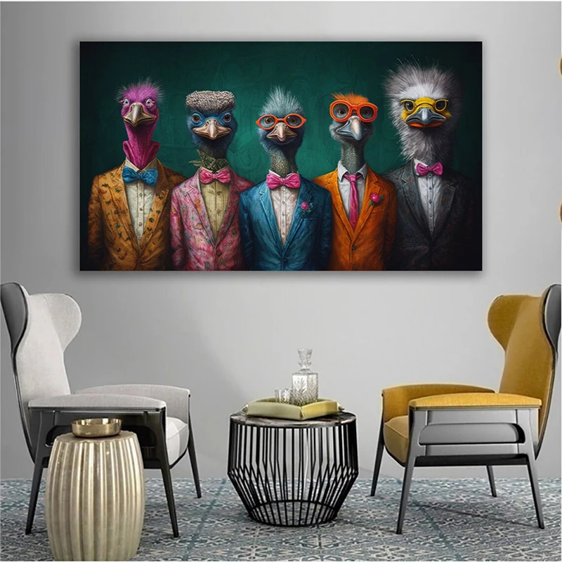 

Ostrich With Glasses Funny Animal Art Canvas Painting Pop Art Canvas Painting Wall Art Pictures For Living Room Home Decor Gifts