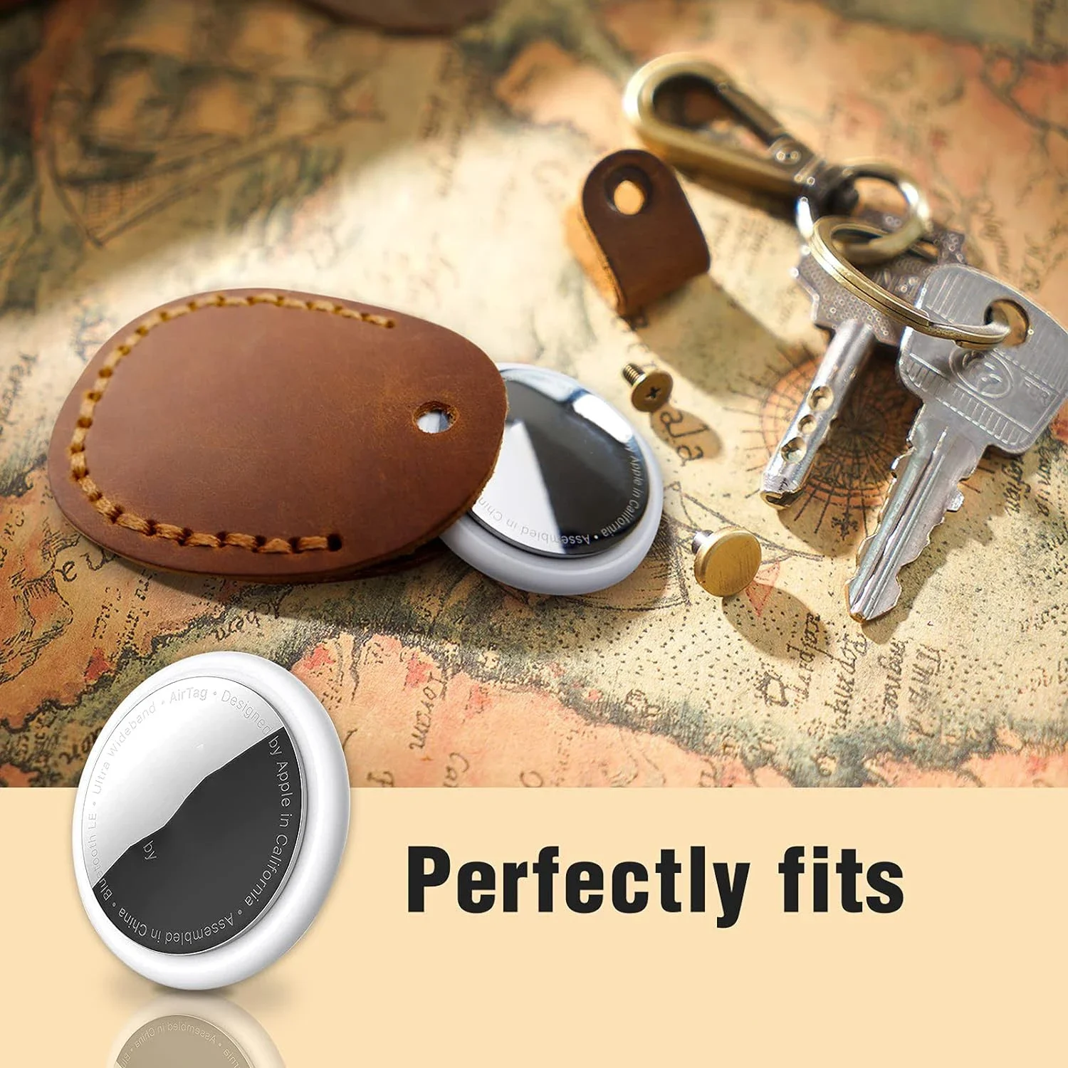 Premium Leather Keychain Holder - PU Leather Protective Case with Soft Coverage and Keyring