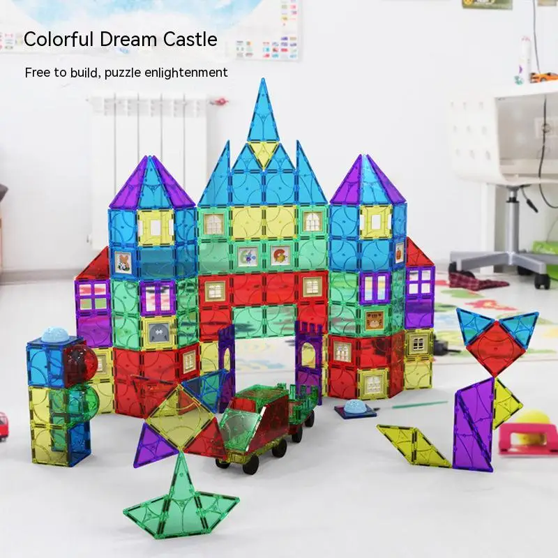 Magnetic Building Blocks Magnetic Assembly Toy 1set Multicolour Magnetic Assembly Set Model & Building Toy Diy Magnetic Blocks Tiles Montessori Versatility Toys For Kids Gift