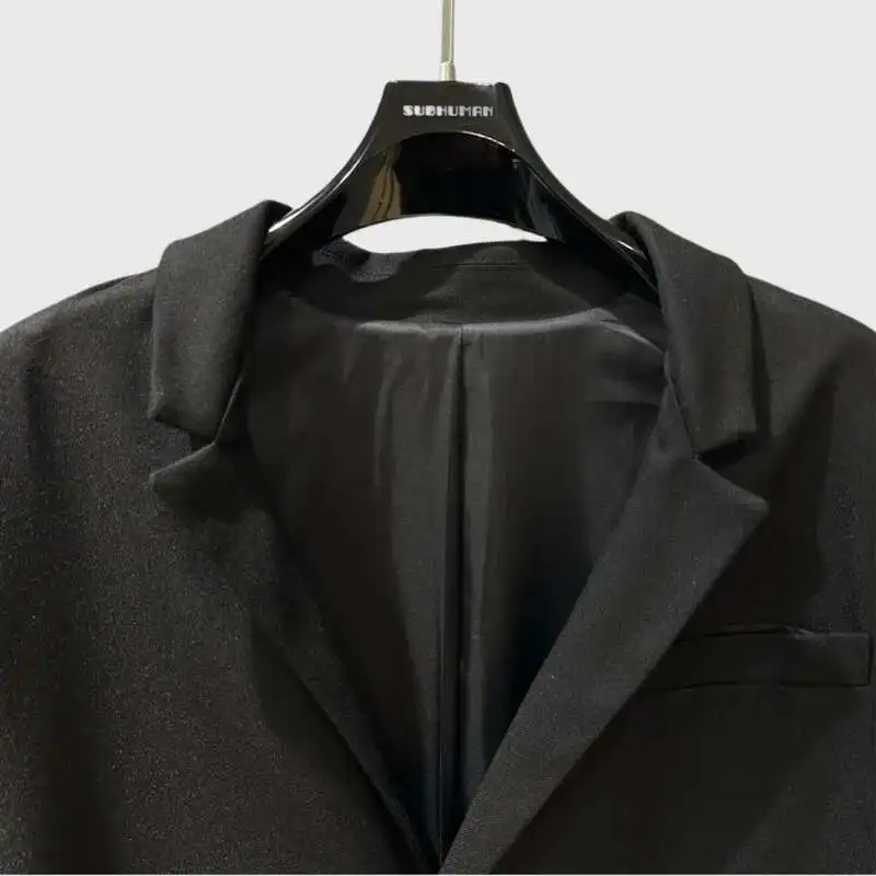 HKSH Spring Autumn New Men Tide Dark RO Style Runway Fringe Windbreaker Long Length Woven Ribbon Design High Sense Jacket HK3746