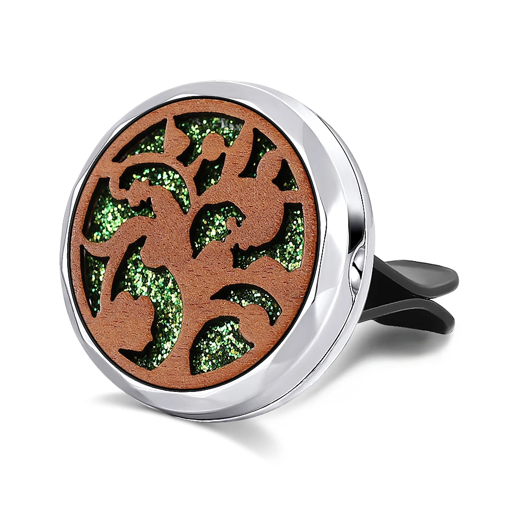 

Refillable Car Air Freshener Smell Perfume Diffuser Clip Auto Vent Essential Oil Natural Wood Locket Interior Accessories