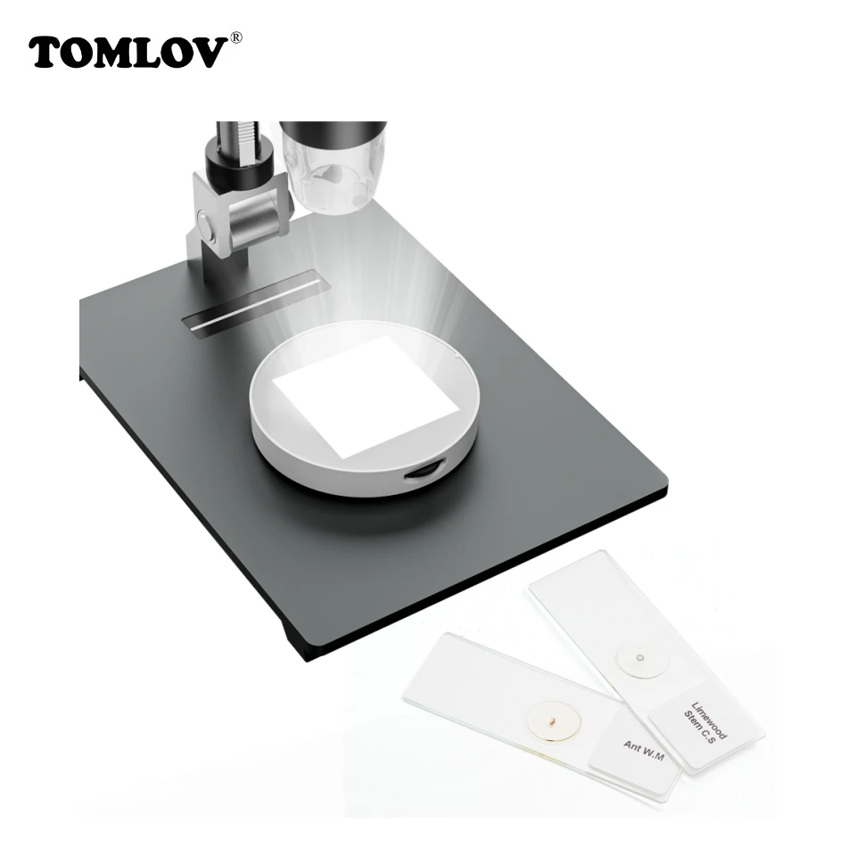 

TOMLOV Microscope Bottom Light Stage Holder Adjustable Lamp Illumination Universal Transmitted LED Light for USB LCD Microscope