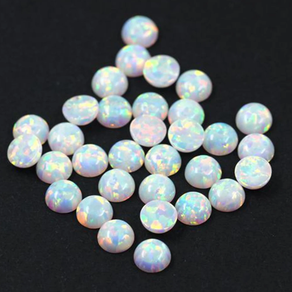 

(10Pcs/20Pcs/50Pcs/Lot) 3MM Round Opal Cabochon Flat Bottom OP17 White Color Fire Synthetic Opal Stones
