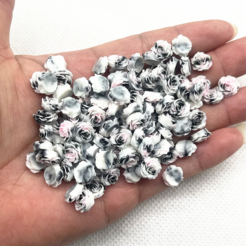 30pcs High Quality Glitter Resin Rose Flowers for DIY Jewelry and 3D Nail Art