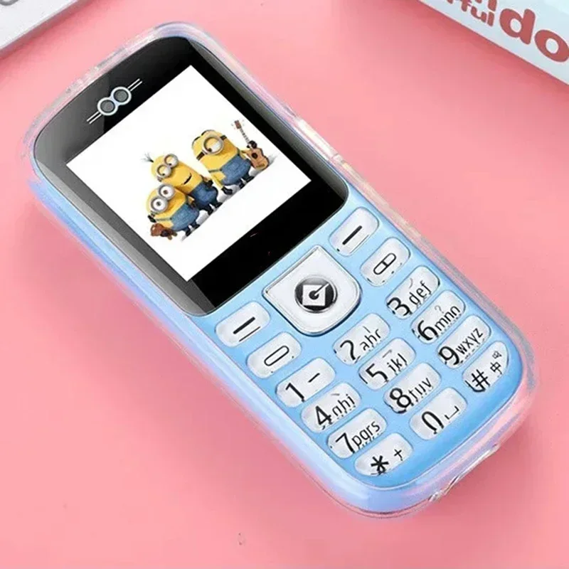 Mini Cartoon Mobile Phone 1.44" 2G GSM Dual SIM MP3 Magic Telphone NO Camera Flashlight 2600MAH Lady Student Card CellPhone 4