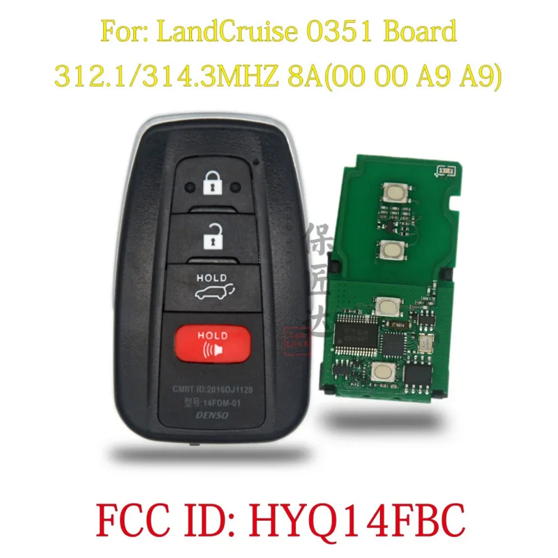 

BaoJiangDd car key Fit for Smart Proximity Remote Key Fob With 314.3/312MHz 8A Chip For Toyota LC LandCruise 0351 FCC HYQ14FBC