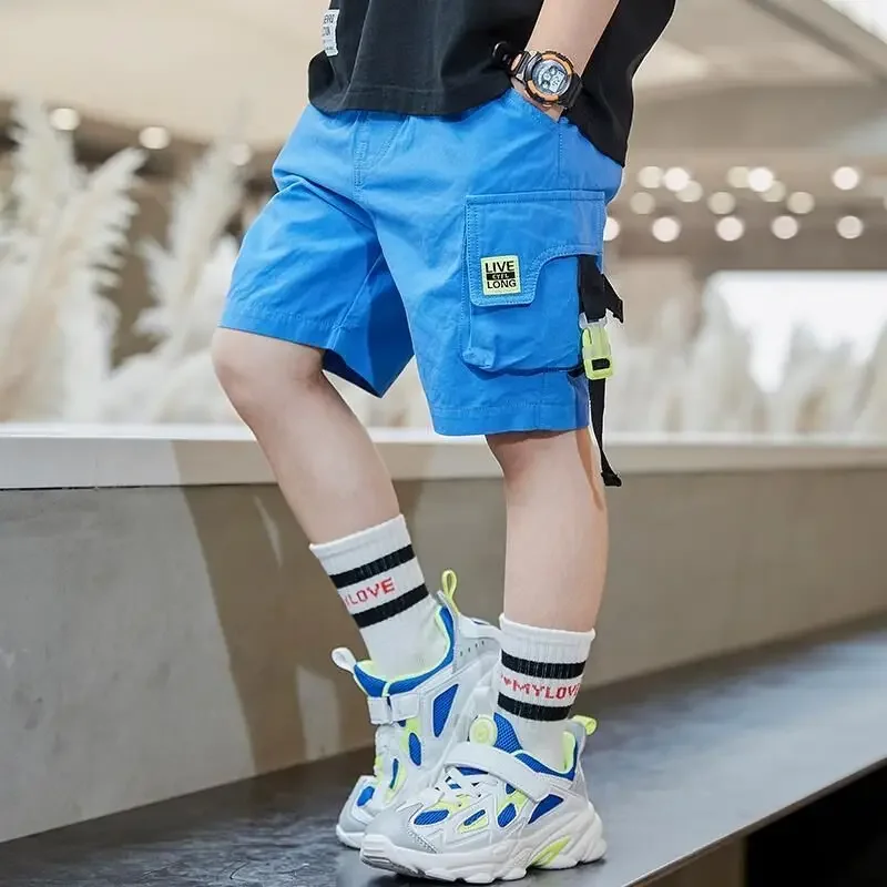 EACHIN Boys Shorts Summer Loose Pants Teenage Trouser Shorts Boys Casual Cargo Short Pants Children's Elastic Waist Cotton