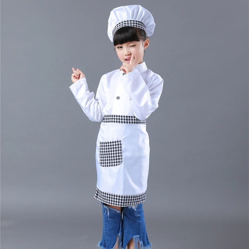 Women Chef Uniform Kindergarten Teacher Costume Cooking Clothing  Apron+hat+sleevelet Game Outfit Kitchen Work Wear Sets 90 - AliExpress