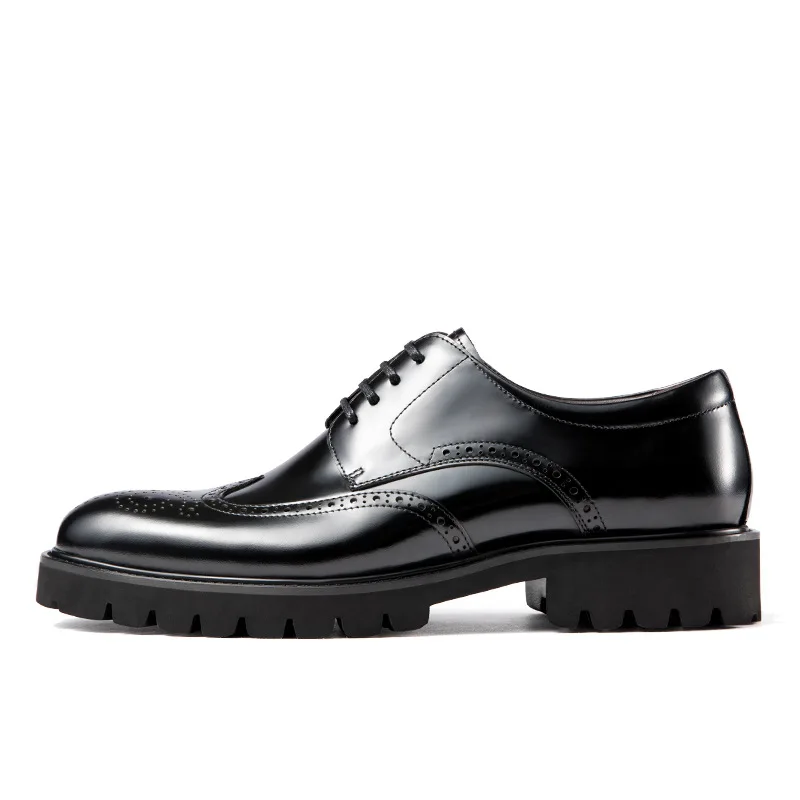 New Bullock men's shoes, business dress, leather shoes, leather, hand-carved flowers, thick-soled men's shoes fashion