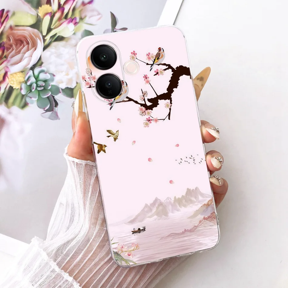 Charming Floral Butterfly Cat Soft Silicone Phone Case