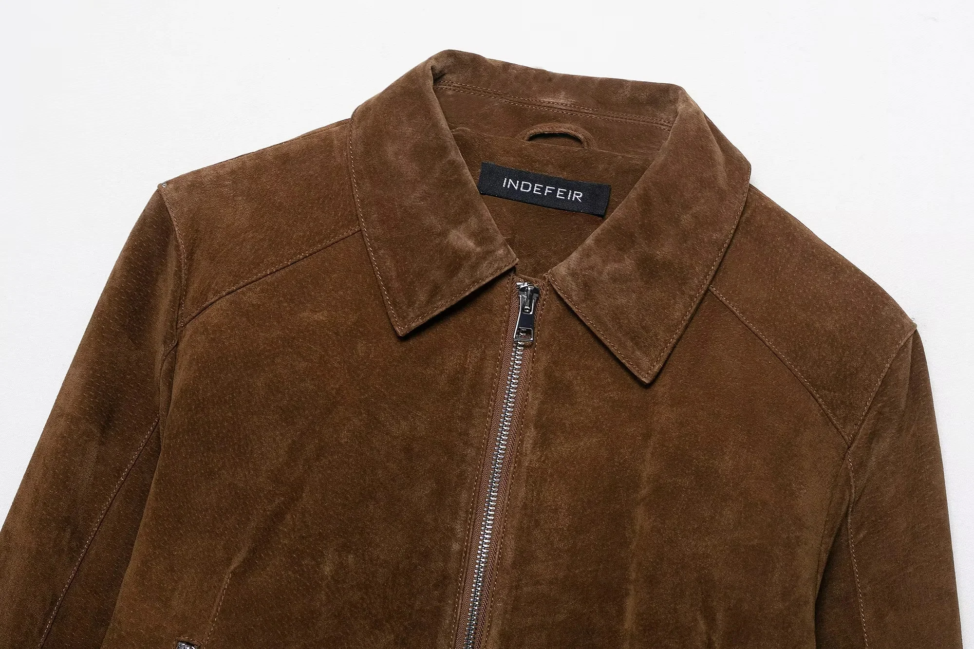 KONDALA 2025, Herbst und Winter, Wildleder, mit Reißverschluss, Streetwear, Damenjacken, modisch, lässig, Umlegekragen, braun, schick, elegante Damenjacken – Detail 7