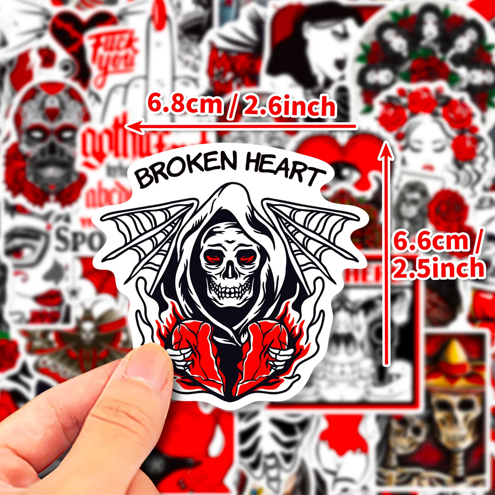 

50 pcs Halloween Gothic Artistic Horror Stickers Laptop Phone Scrapbooking Cartoon Skull Sticker DIY Stationery for Kid Gift