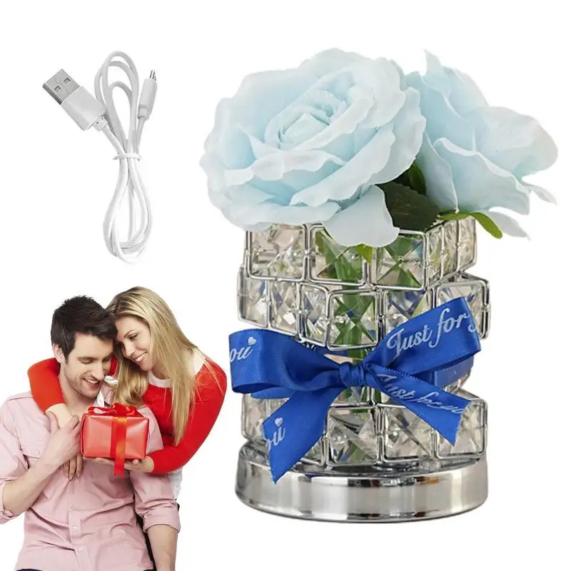 

Rose Flower Table Lamp 3 Color Simulation Flower Light Artificial Rose Bouquet Desk Lamp With Anti Slip Base And Realistic