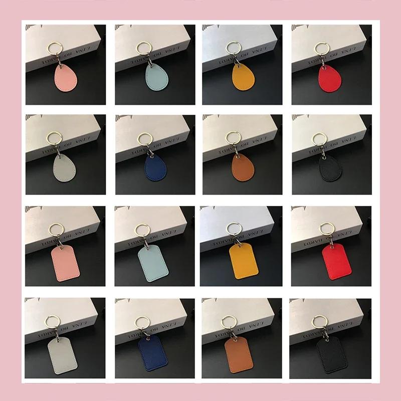 PU Leather Card Holder Key Ring Water Drop Shaped Key Case Keychain Doorlock Access Control Tags Keyfob Tag ID Card Case For Key Organizer Key Protector Key Case Key Purse Key Holder