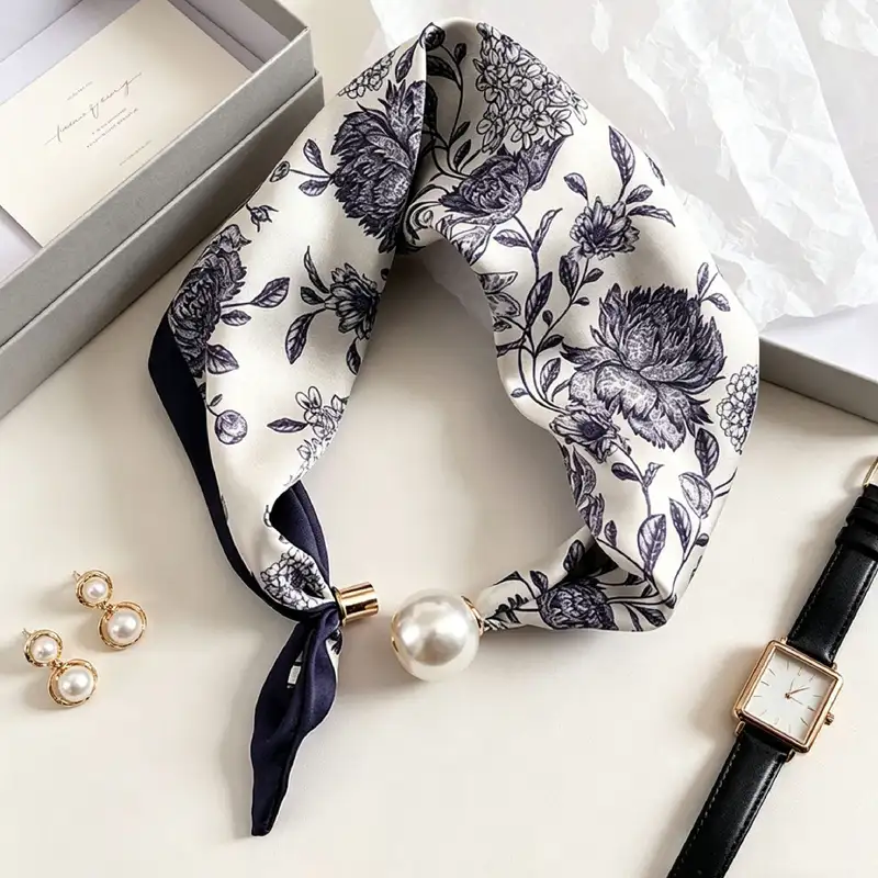 Elegant Chic Pearl Stripe Scarfs Women Fashion Convenient Magnetic Buckle Scarf Pearl Tail Artistic Accessory Neck Wrap Scarves - Image 20