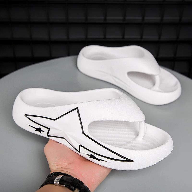 Fashion Design Star Slippers Men Casual Platform Men's Flip-flops Lightweight Soft Comfortable Summer Shoes Beach Slippers 2024