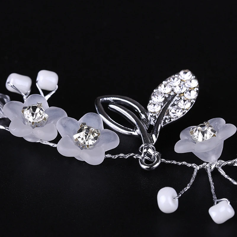 Kristall Stirnbänder Braut Hochzeit Haarschmuck handgemachte Blumen Perle Strass Kopfbedeckung Haarschmuck für Frauen Mädchen – Detail 13