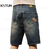 Men Summer Short Jeans Denim Shorts Loose Fit Wide Leg Baggy Jeans Knee Length Pants Casaul Large Size Oversized 42 Men's Shorts 1