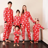 2024 Christmas Family Matching Outfit Cute Deer Ear Hooded Zipper Romper Cute One-Piece Jumpsuit Allover Print Pajamas Xmas Look 2