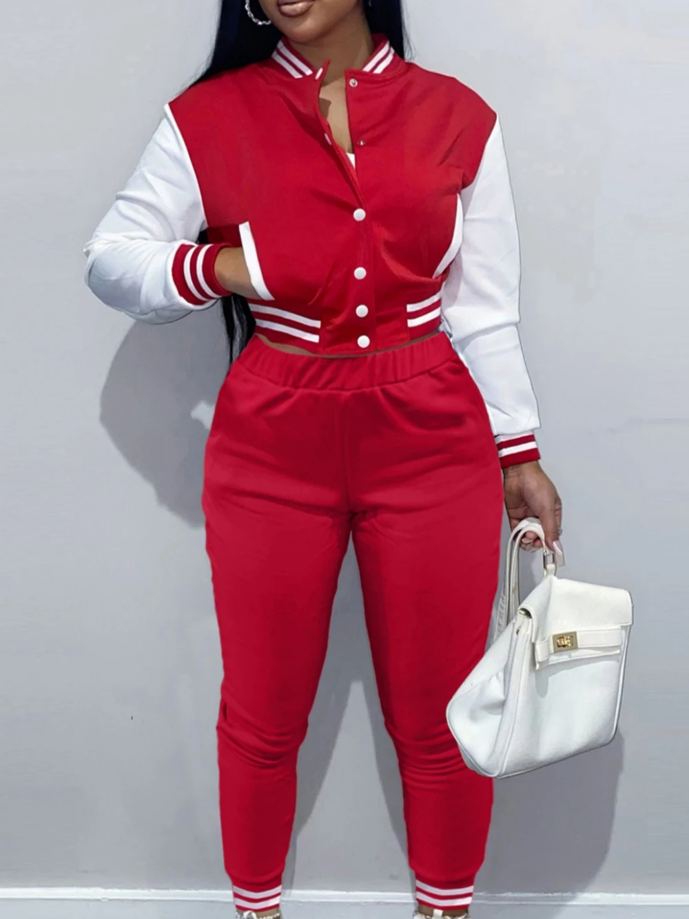 Autumn Women's Set Solid Color Long Sleeve Jacket Top And Pants Set Patchwork Fashion Casual Lady's Two-Piece Set