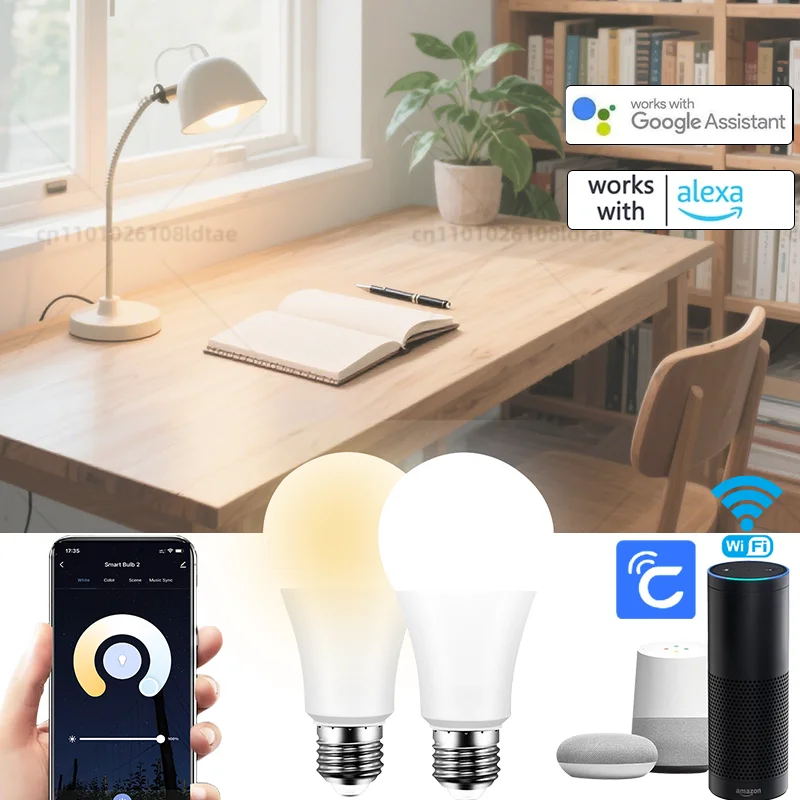 WiFi Smart LED Bulb - Dimmable E27 LED Light with Alexa & Google Voice Control