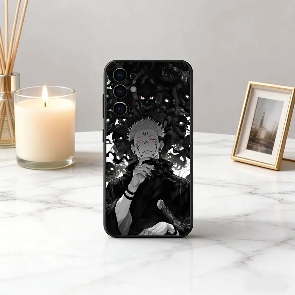 Jujutsu-Inspired Black Silicone Phone Case - Soft Protective Cover