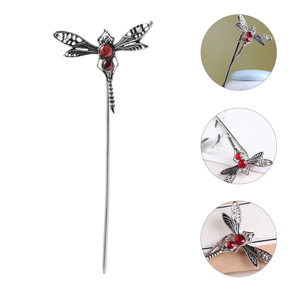 

Dragonfly Hairpin Barrettes Clip White Plating Styling Accessories Chinese Sticks Chopsticks for Silver Womens Miss