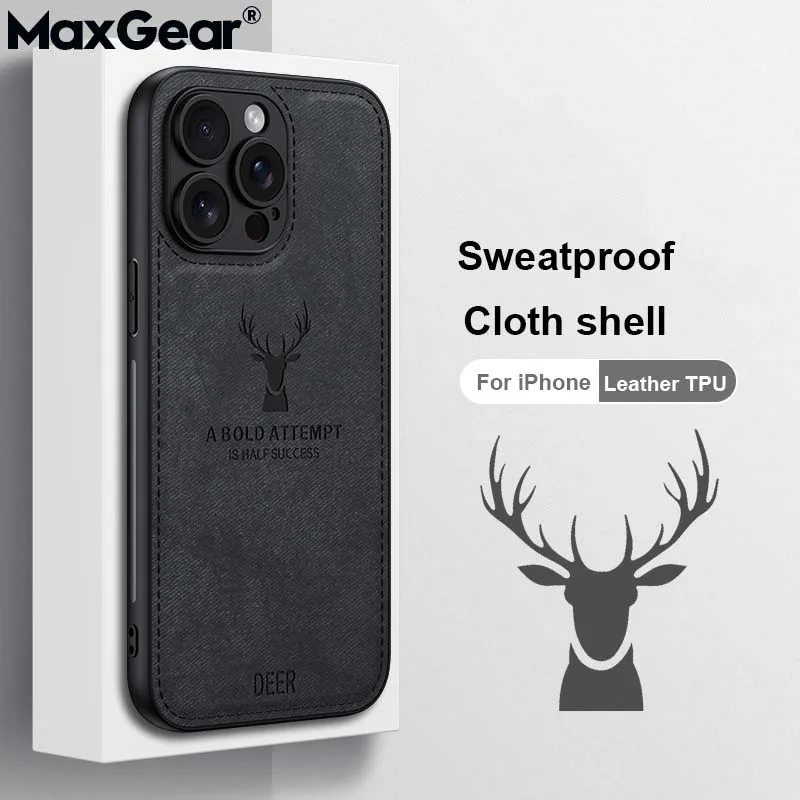 Elegant Luxury Leather Deer Head Phone Case - Shockproof Soft Silicone Cover