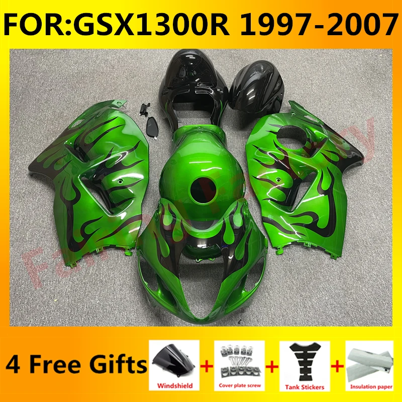 

Обтекатели для мотоциклов GSXR1300 1997 1998 2007 2006 2005 GSX1300R GSXR 2004 1300 2003 2002 2000 2001 комплект обтекателей зеленый черный