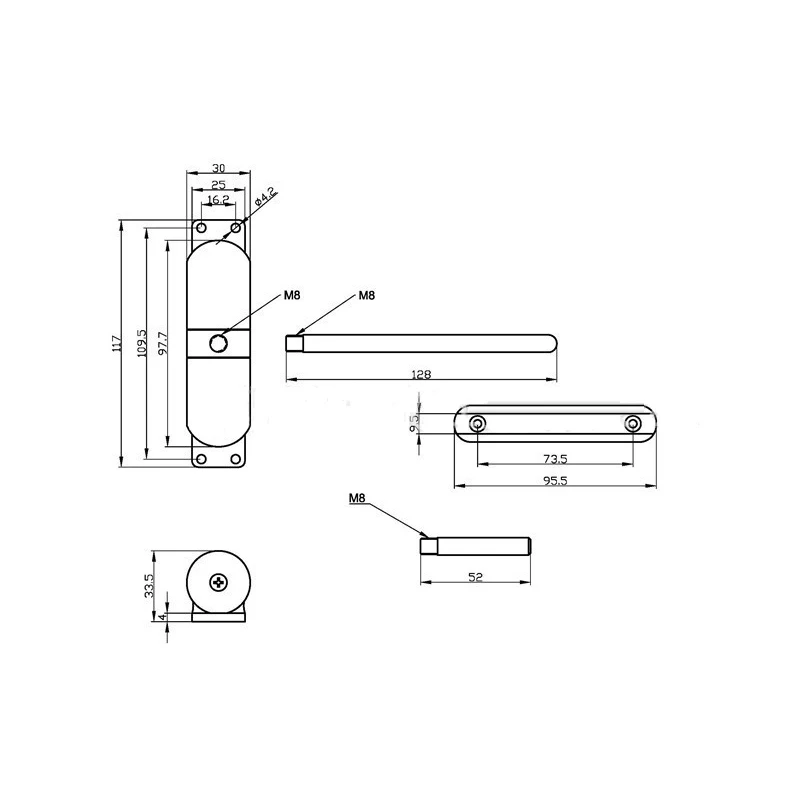 Zinc Alloy Track spring automatic invisible door closers Automatic Mounted Door Stops Adjustable Surface Door Closer