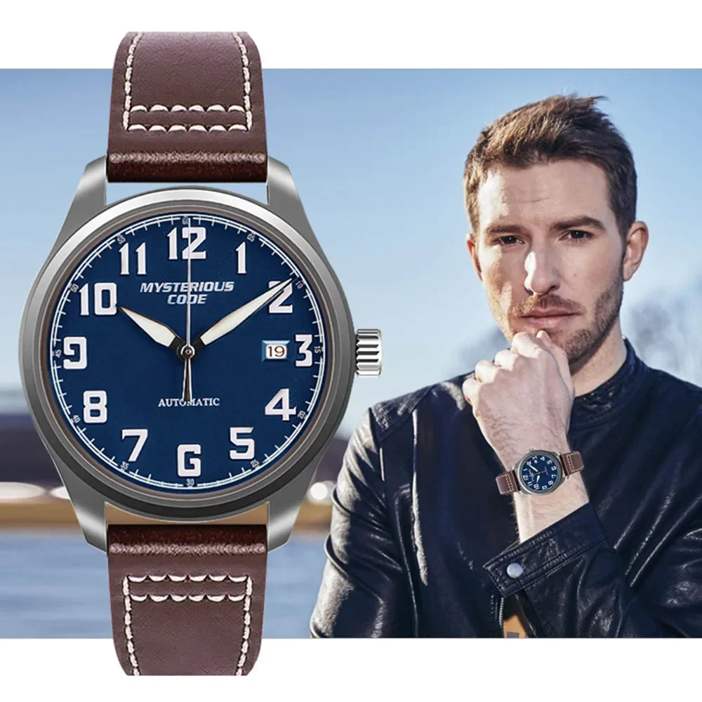 

40mm Classic Retro Pilot Automatic Mechanical Movement Luminous Waterproof Sapphire Glass Leather Men's Watches Luxury Watch
