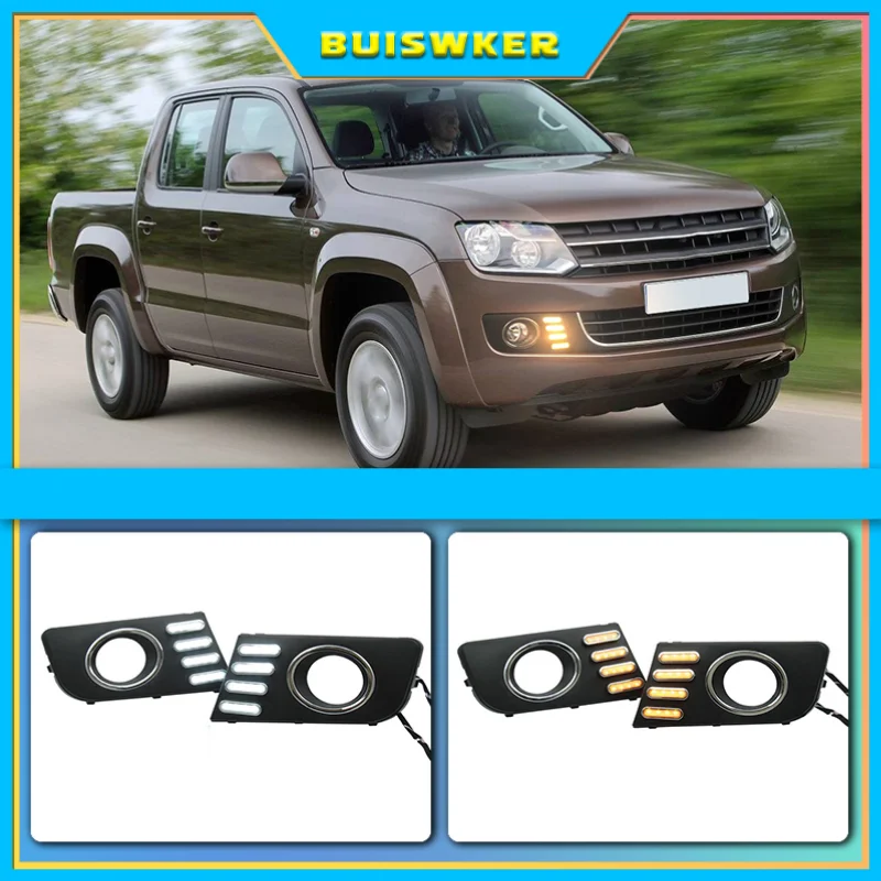 

2 шт. для VW Amarok 2014 2015 2016 передний бампер светодиодные противотуманные фары с указателем поворота DRL дневные ходовые огни