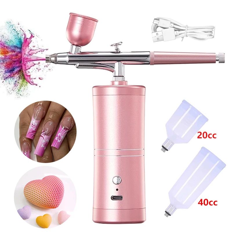 Airbrush Nail Portable Rechargeable Wireless Airbrush With Compressor Single Action Spray Gun for Face Beauty Nail Art 23
