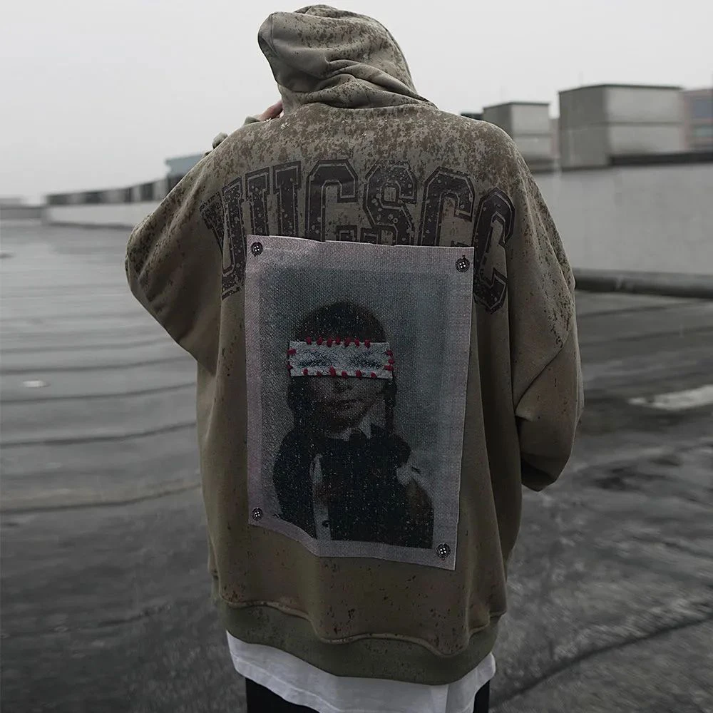 

Autumn Winter American Distressed Printed Hoodie Unisex Hip-Hop Trend Loose Comfortable Casual Pullover Couple Hooded Sweatshirt