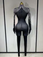 Stock Women Sexy Nightclub Evening Party Drag Queen Singer Dancer Stage Performance Costume Luxury Rhinestone Stretch Jumpsuit - Image 4
