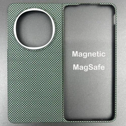 Ultra - Thin Carbon Fiber Magnetic Case with Wireless Charging Support for OPPO Find N5 (Green(Mag)Ring)