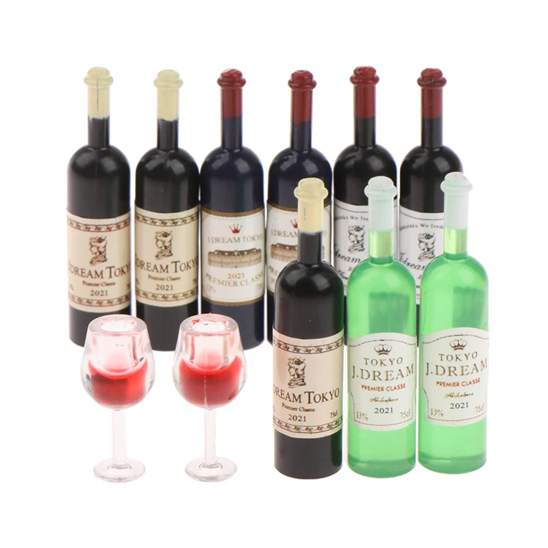 

1:12 Dollhouse Mini Wine Bottle Wine Glass Model Kitchen Tableware Decoration Accessories Accesorios de la casa de muñecas