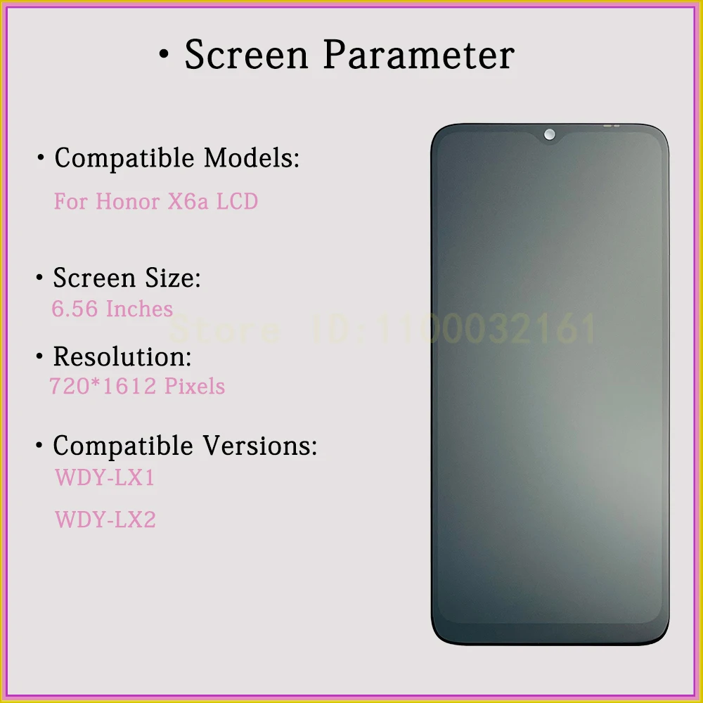 LCD Display Touch Screen Digitizer Frame For Huawei Honor X6 VNE-LX1, VNE-LX2