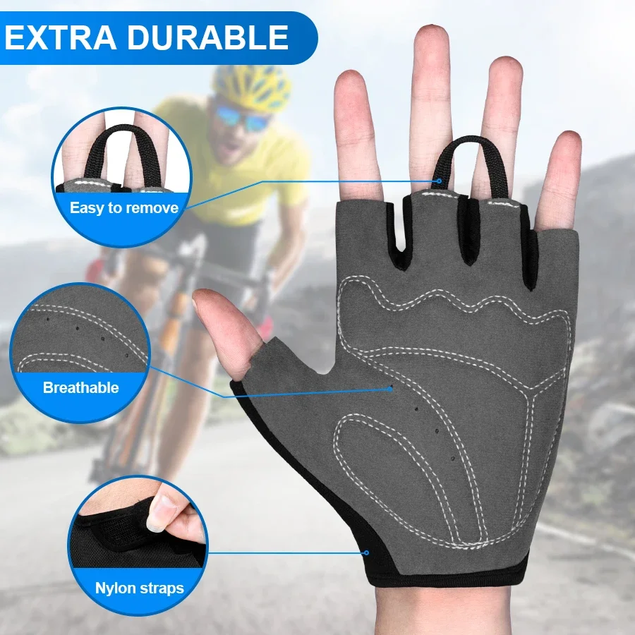 Cycling Gloves Breathable Half Finger Shockproof Non-slip MTB Mountain Bicycle Sports Gloves Men Women Road Bike Gloves 5