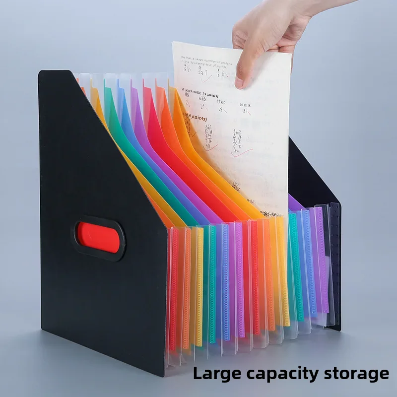 Large Capacity Rainbow Color Expanding Folder Office Document Holder Stand Up Diagonal Mouth Organizer Storage Bag