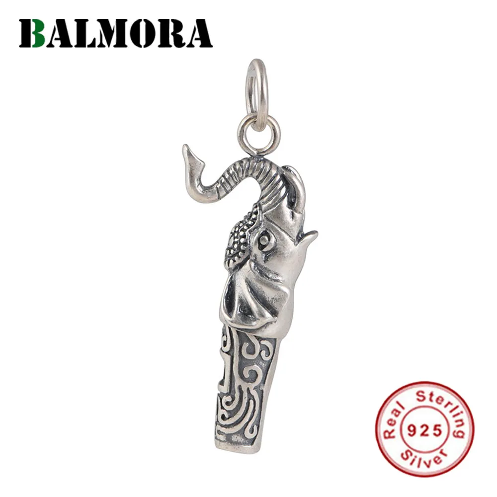 

BALMORA S925 Silver Vintage Punk Whistle Elephant Charm Pendants for Necklace for Men Women Couple DIY Cool Fashion Jewelry